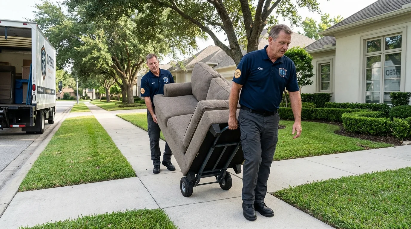 Local residential moving crew loading furniture in Newton, NH